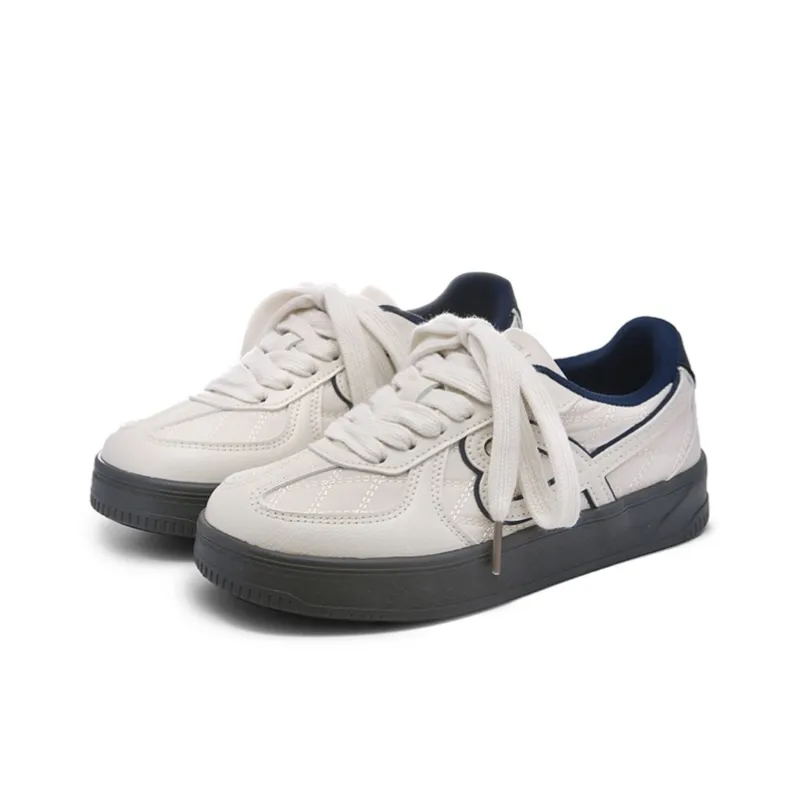 The New Age Family Low Top Skateboard Shoes Women's Beige Blue-1