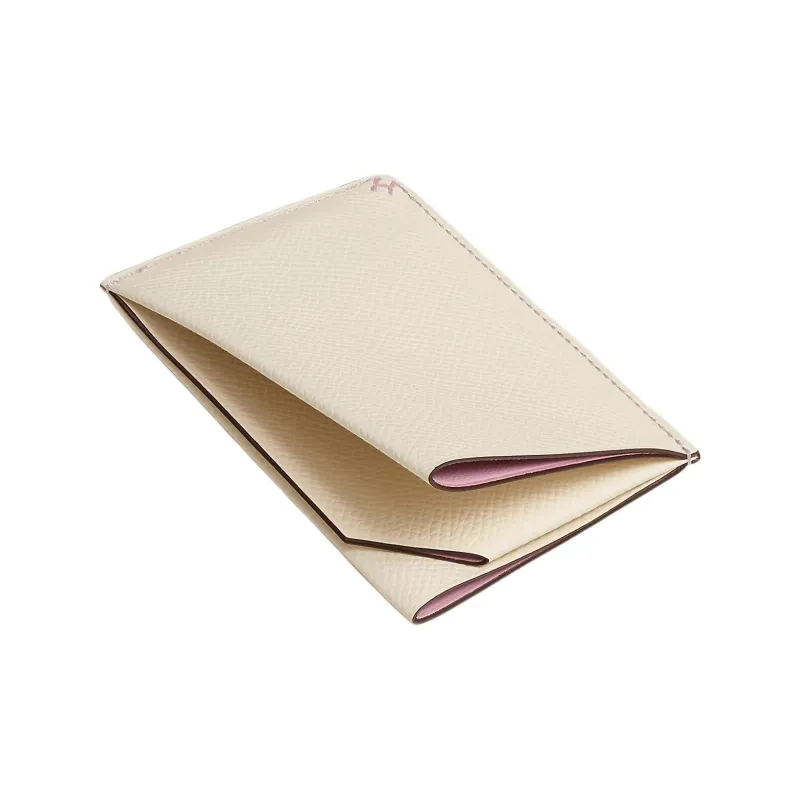 HERMES H Sellier Epsom Calfskin Card Holder Men's Beige-2