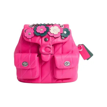 COACH Tabby Leather Backpack Medium Size Women's Silver Dragon Fruit