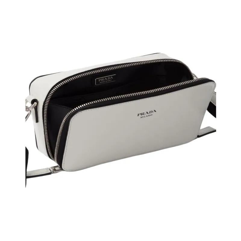 PRADA Brique Leather Shoulder Bag Unisex White-3
