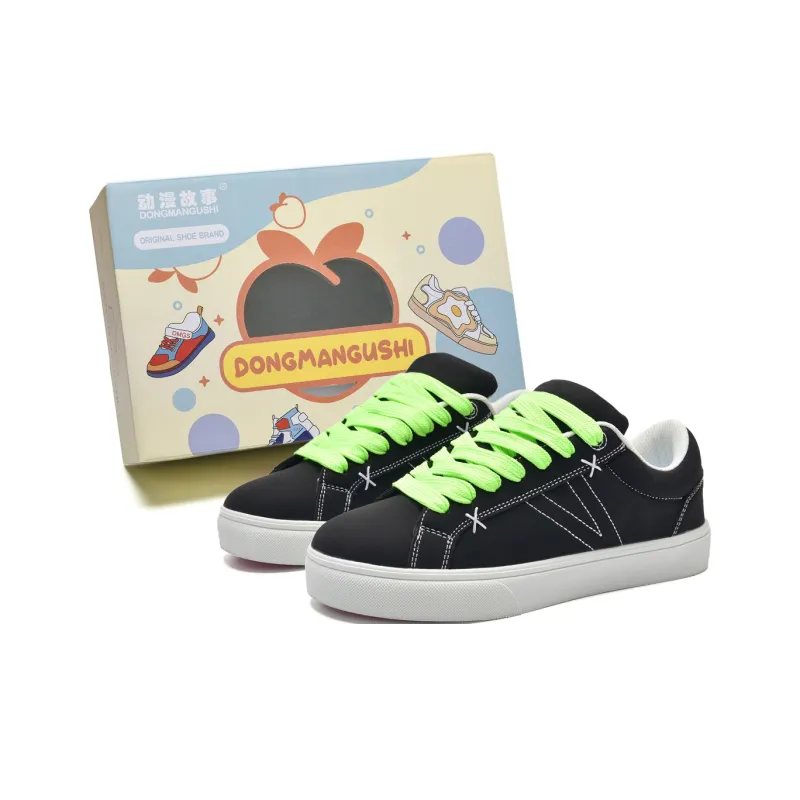 Anime story Casual Shoes Unisex Low Top Pink Green Mismatched/Black Pink/Black Green-11