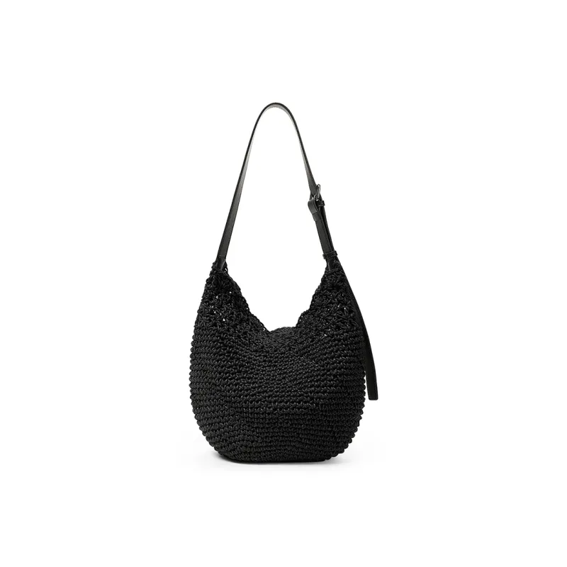 Teenmix Fabric Bucket Bag, Shoulder Bag, Crossbody Bag Regular Women's Ecru/Black-3