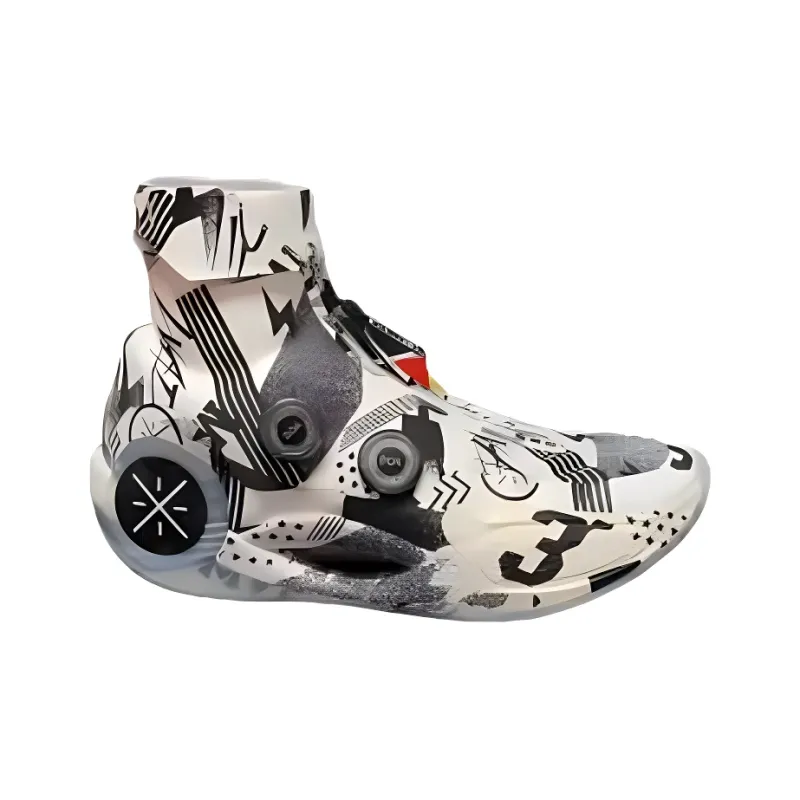 LiNing Anti Slip Wear Resistant High Top Basketball Shoes Men's Gray White-1