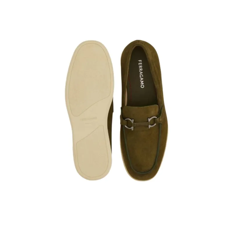 FERRAGAMO GANCINI Loafers Men's Olive Green-4