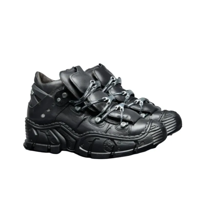 NEW ROCK x Vetements Mid Top Casual Shoes Men's Black-2