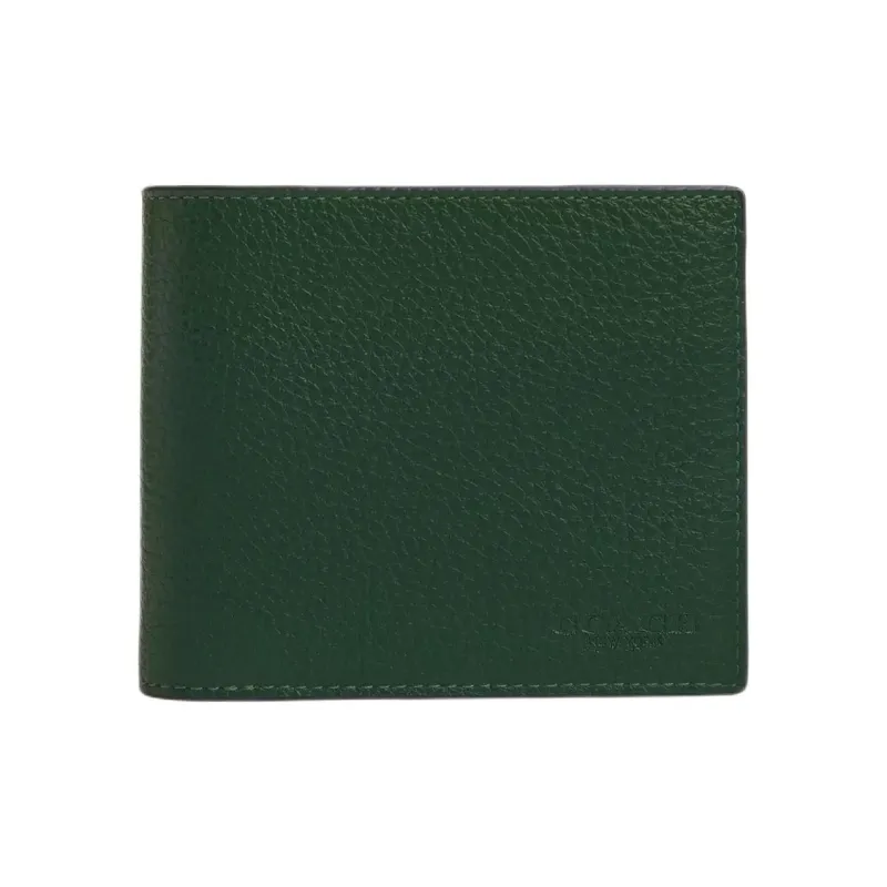 COACH 3 IN 1 Wallet Pebble Leather Wallet Men's Green-0