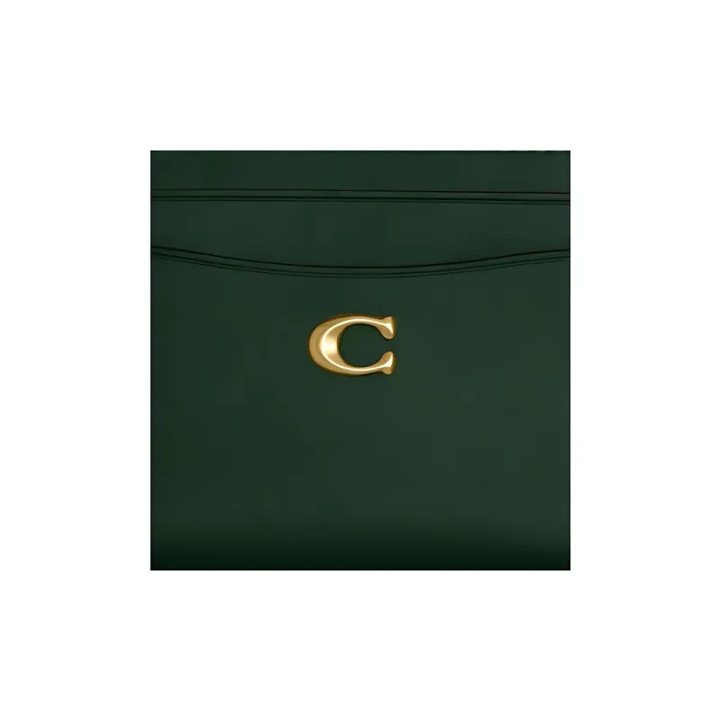 COACH Refined Calfskin Card Holder Mini Women's Hunter Green-3