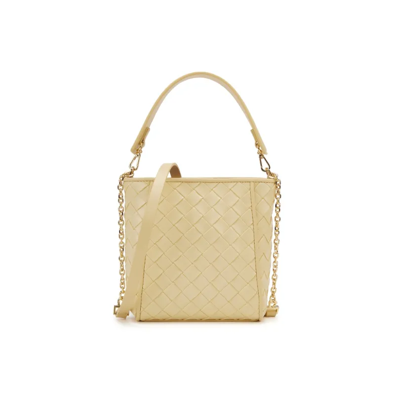 ELLE Synthetic Leather One Shoulder Handbag Women's White/Light Yellow-7