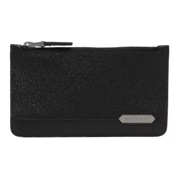 BVLGARI Serpenti Series Calfskin Coin Purse Men's Black