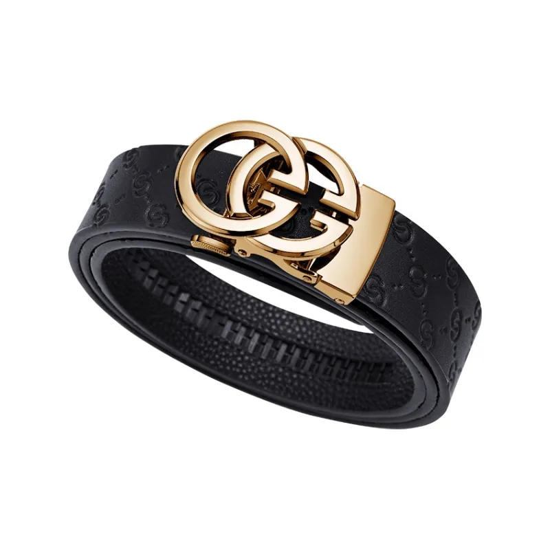 Cheekkiss Cow Leather Belts Men's Gunmetal, Gold 3.5cm-17