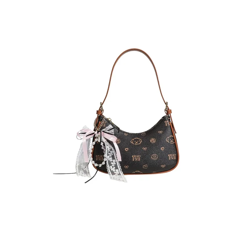 JANE KLAIN Synthetic Leather, Textile Mosaic Underarm Shoulder Bag Women's Cream Apricot/Coffee-8