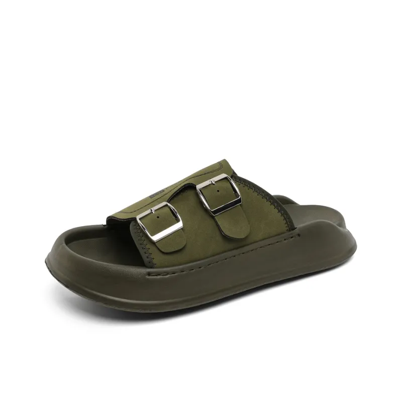 Ritai Slip Resistant Abrasion Resistant Slide Slippers Men's Olive Green-1