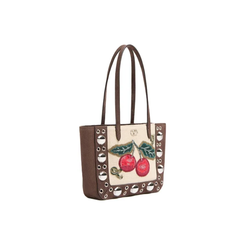 Valentino Suede Tote Bag, Shopping Bag, Handbag, Shoulder Bag Mini Women's Brown & Multicolor-1
