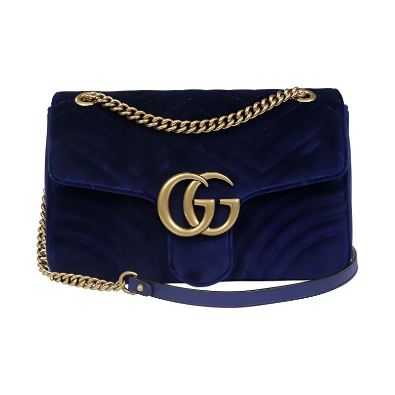 GUCCI Velvet Crossbody Bag Shoulder Bag Women's Dark Blue-0