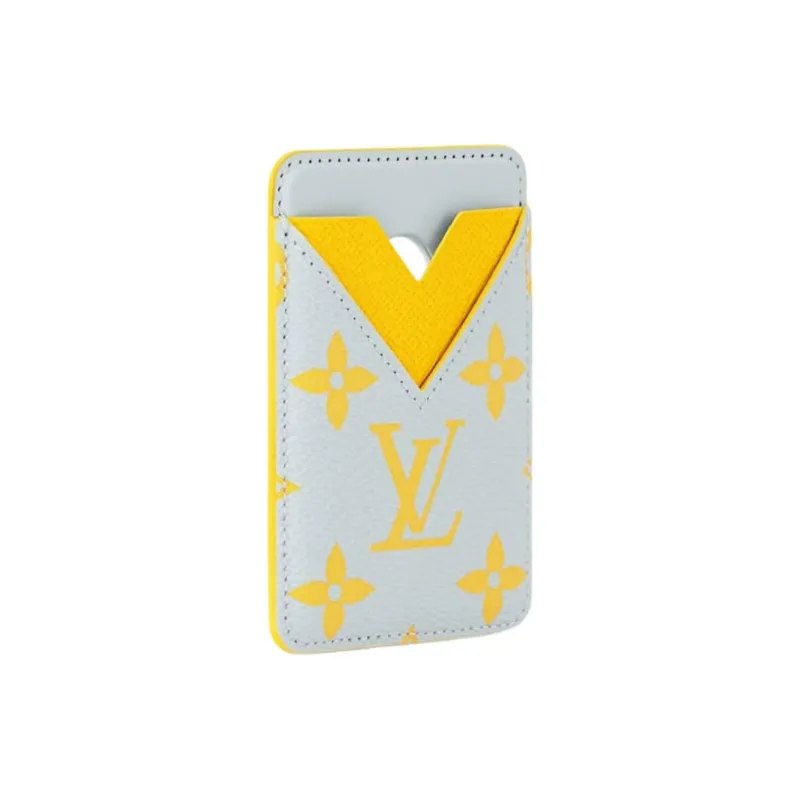 LOUIS VUITTON Magnetic Monogram Glow Coated Canvas Card Holder Unisex Gray & Yellow-1