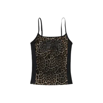 Badblood Tank Tops Women's Brown Leopard Print