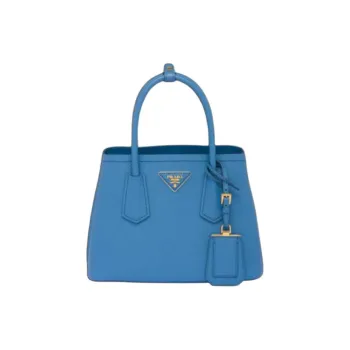 PRADA DoubleSaffiano Leather Handbag Mini Unisex Blue
