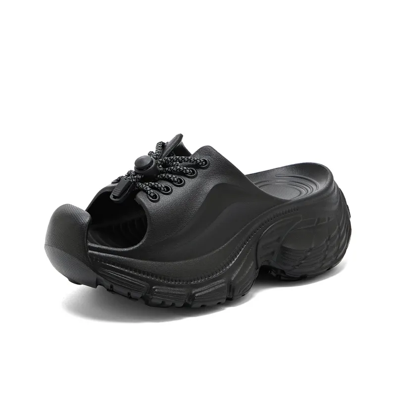 La Chapelle Slip Resistant Abrasion Resistant Slide Slippers Women's Black-0