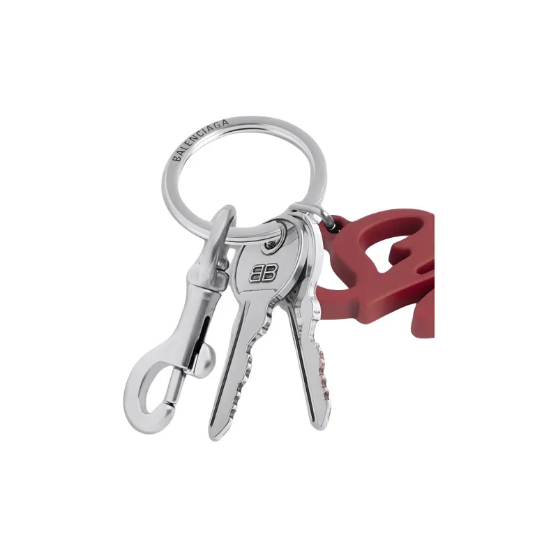 Balenciaga Silicone Patchwork With Stainless Steel Bag Charm Bag Merch Unisex Cherry Red-3