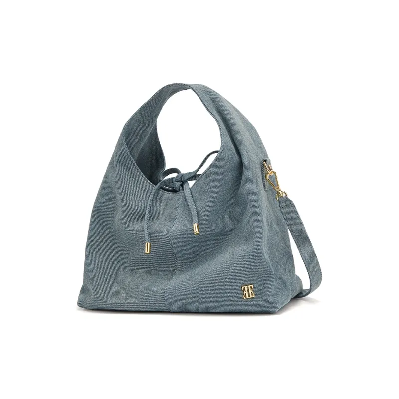 ELLE Fabric Handbag Medium Size Women's Blue-1