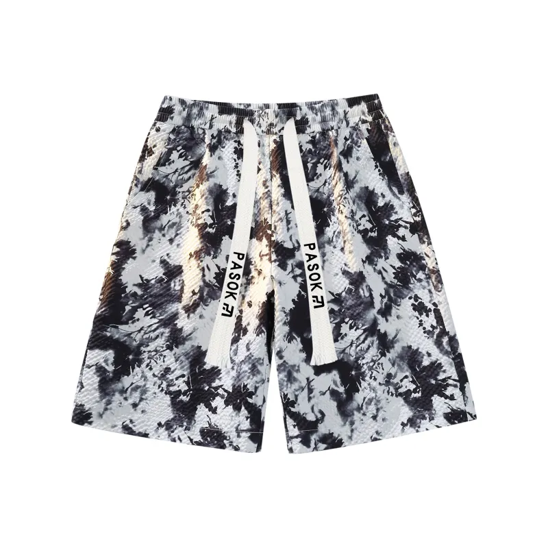 PASOK Casual Shorts Unisex PA013 Tie Dye Black White-0