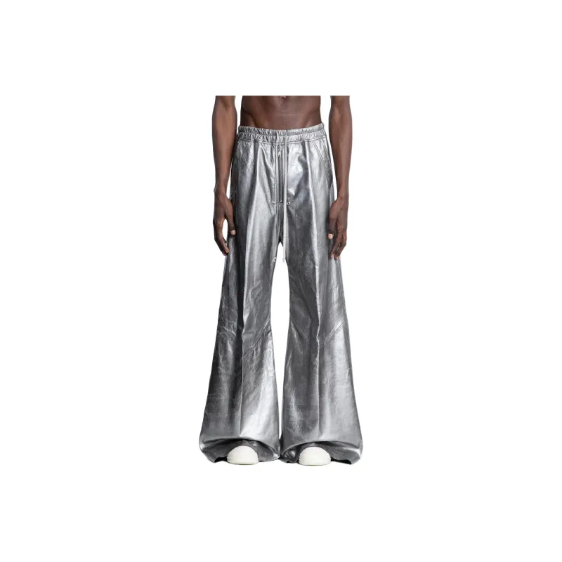 RICK OWENS/RO SS25 Leather Pants Men's Silver-0