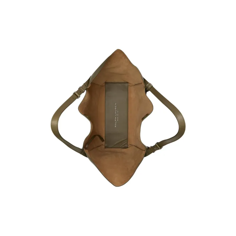 Polo Ralph Lauren Cow Leather Tote Bag, Shopping Bag, Shoulder Bag Women's Sage Green-2