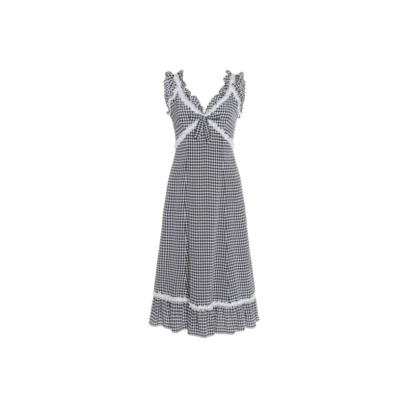 Alessandra Rich Grid pattern Midi Dress-0