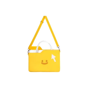 Crooked Melon Production Oxford With PU Leather Crossbody Bag, Shoulder Bag Unisex Yellow White