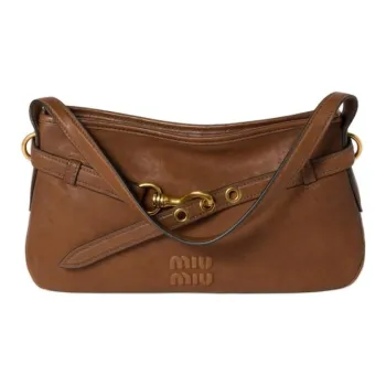 MIU MIU Aventure Sheepskin Shoulder Bag Women's Oak