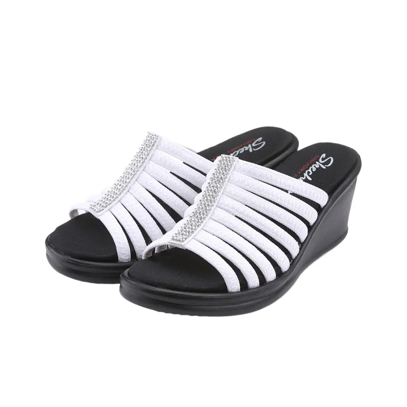 Skechers Foam Sole Quick Dry Slide Slippers Women's Black White-2