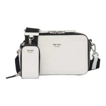 PRADA Brique Leather Shoulder Bag Unisex White