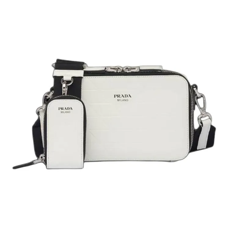 PRADA Brique Leather Shoulder Bag Unisex White-0