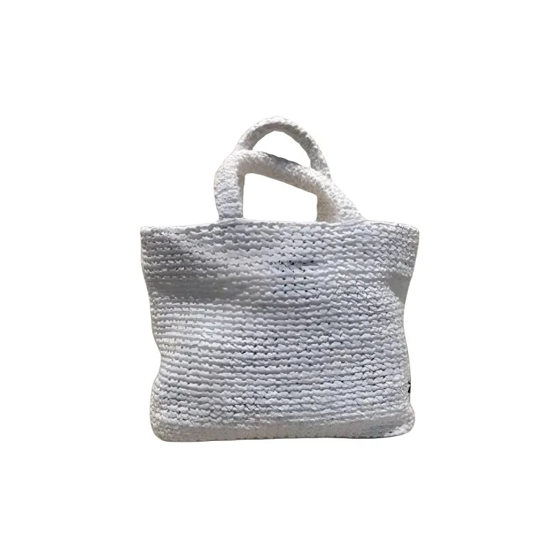 PRADA Crochet Tote Bag, Shopping Bag, Handbag Trumpets Women's White-1