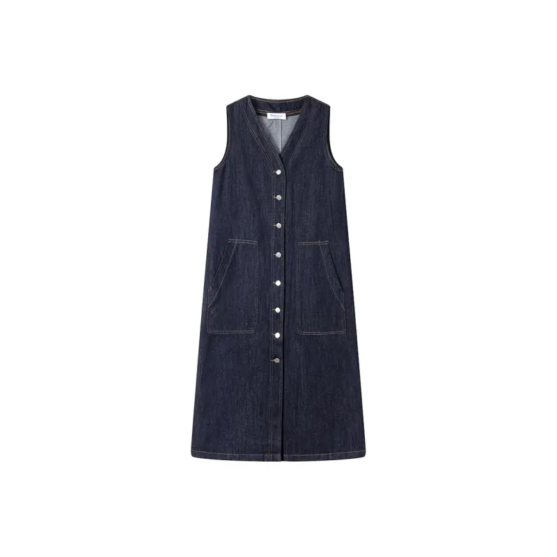 GUAILILUOLI Denim Long Skirt Women's-0
