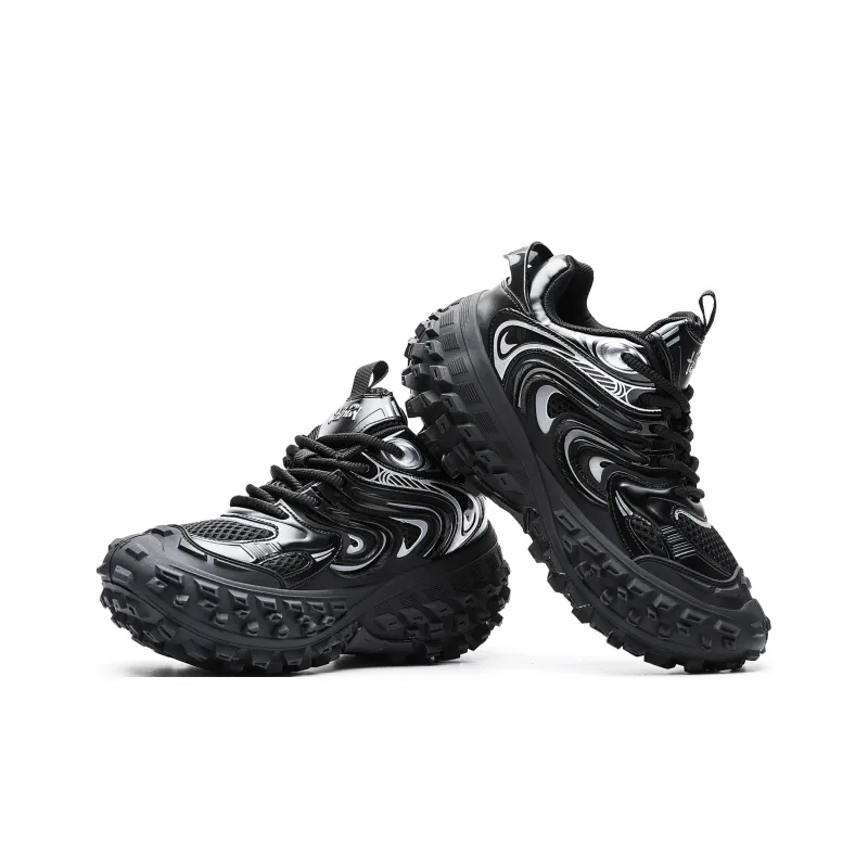 ORD Impact Resistant Support, Abrasion Resistant, Lightweight, Slip Resistant Low Top Chunky Sneakers Unisex Black-3