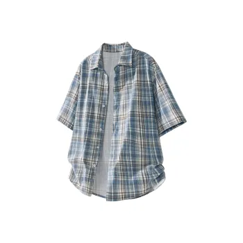 DANGERTIGER Shirts Unisex Blue Plaid