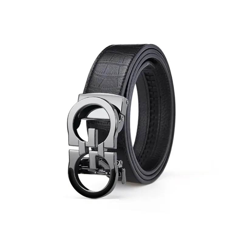 Cheekkiss Embossed Top Grain Cow Leather Belts Men's Automatic Buckle 3.5cm Casual Belt-5