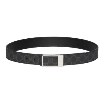 GUCCI Canvas Belt Men's Black Width 3.6cm