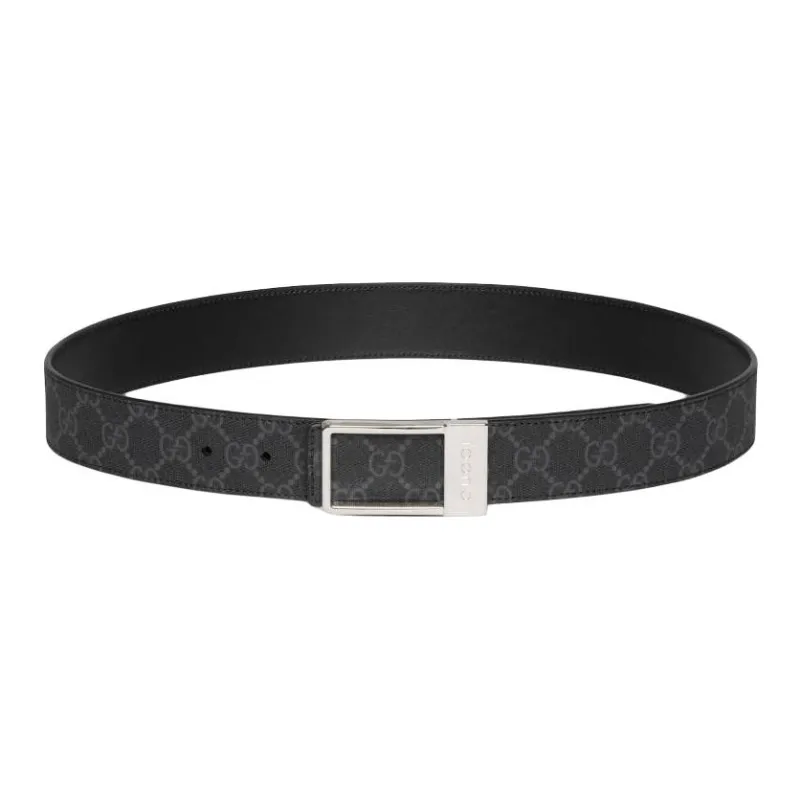 GUCCI Canvas Belt Men's Black Width 3.6CM-0