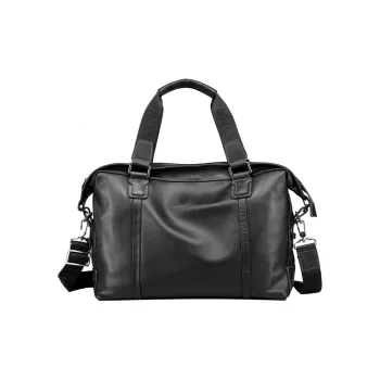 PESASRIE Top Grain Cow Leather Handbag Briefcase Men's Black