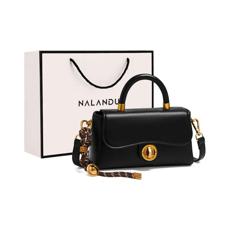 Narandu Cow Leather Shoulder Bag, Crossbody Bag, Handbag Trumpets Women's Ecru Apricot/Midnight Black-9