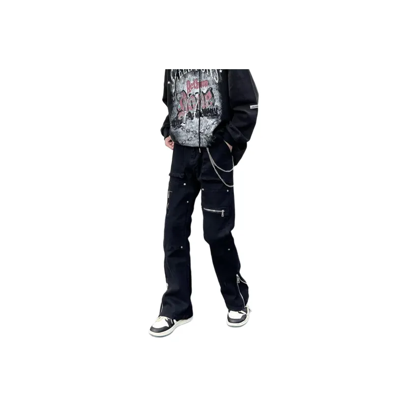 NEAR HERE Jeans Unisex Black [high Quality]-0