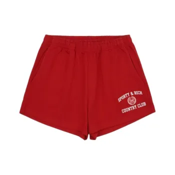 SPORTY & RICH SS25 Casual Shorts Unisex Preppy Red