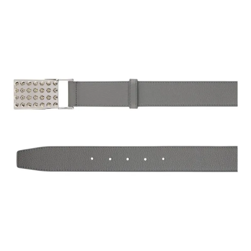 CL Calfskin Leather Belts Unisex Gray Width 3.5 Cm-2