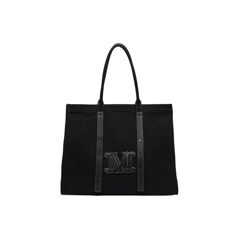 MaxMara Cotton Tote Bag, Shopping Bag, Handbag Women's Black-0
