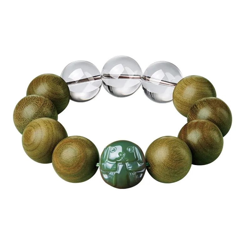 Yi Mingju Green Sandalwood Bracelets Men's-10
