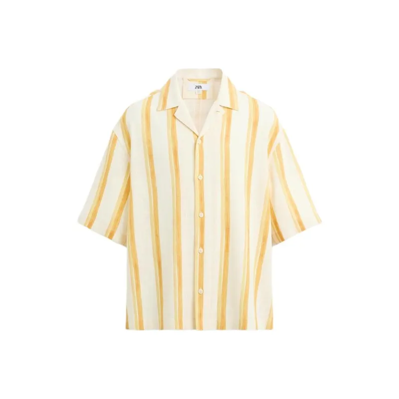 ZARA Shirts Men Light Beige Yellow/Yellow-0