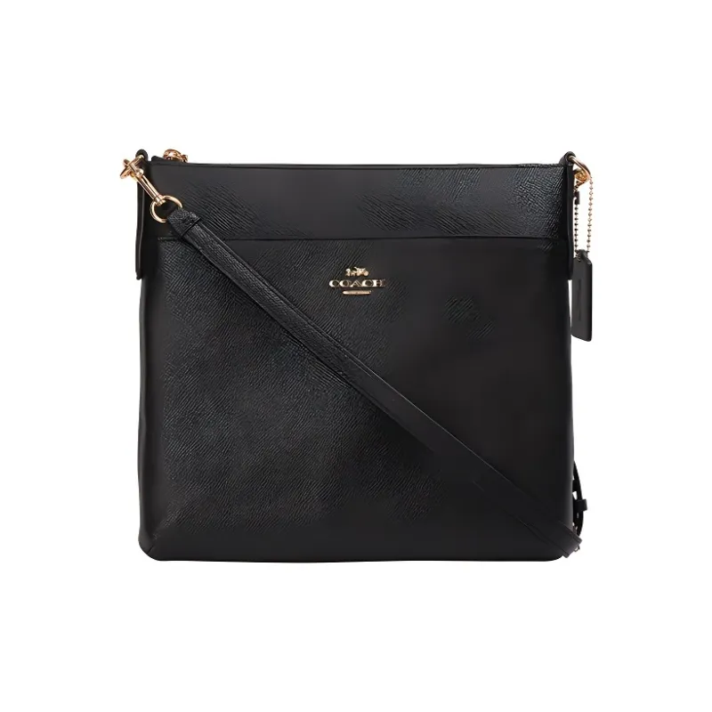 COACH Kitt Grain Leather Shoulder Bag Women's Black-0