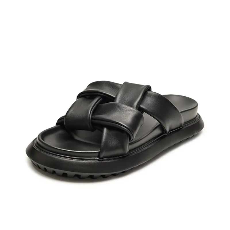 Brounvanm Rubber Foam Outsole Slip Resistant Slide Slippers Men's Black-0